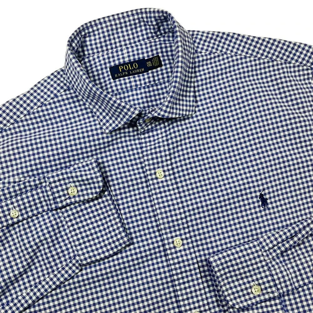 Polo Ralph Lauren Button Down Shirt Mens XXL Purple Gingham Check Preppy *Flaw